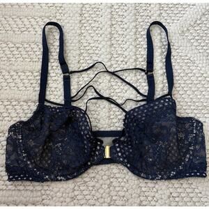 NWOT Victoria Secret Navy Lace Very Sexy Unlined Front Clip Demi Bra Size 36C